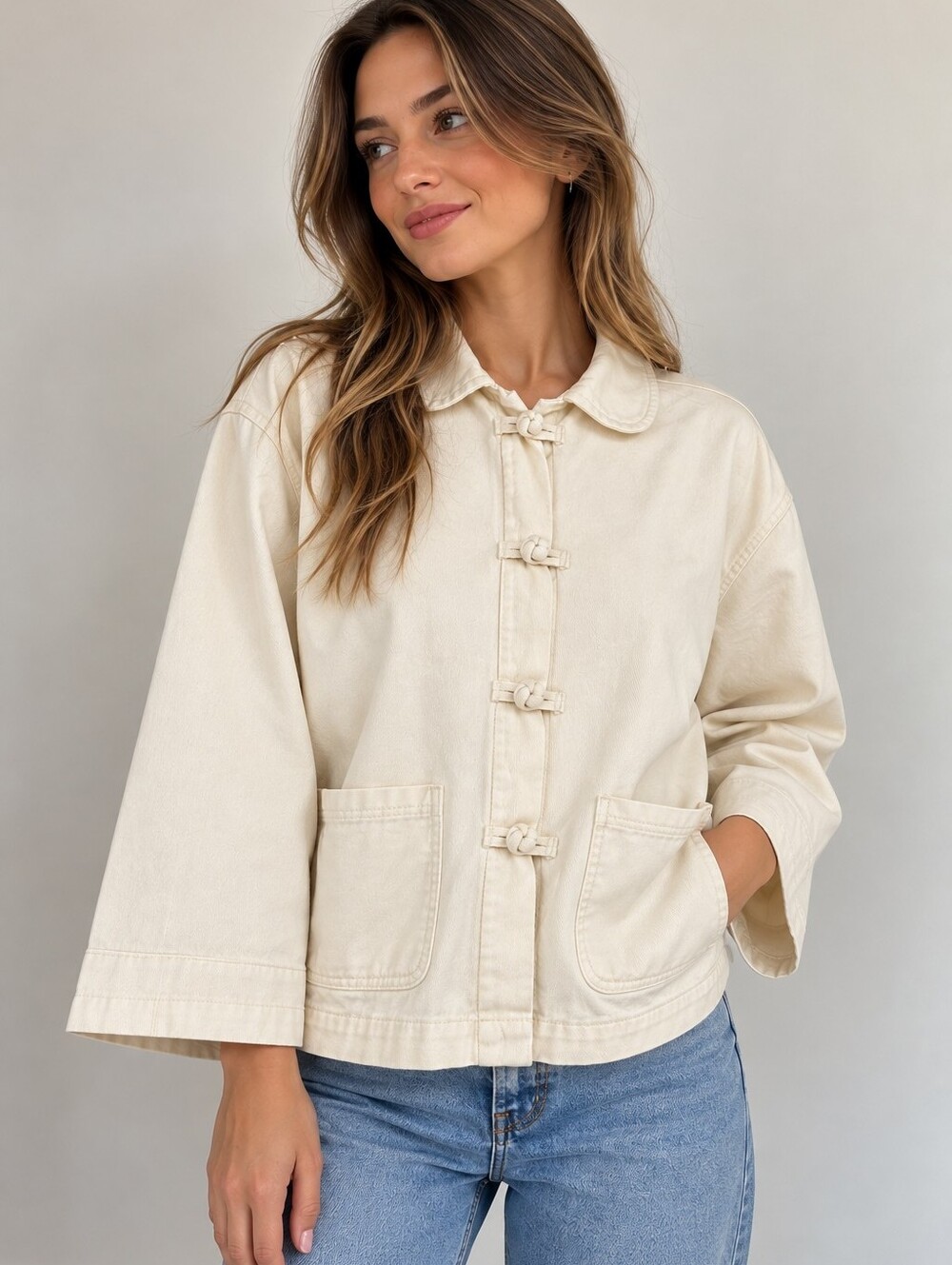 Hartloom Cream Cotton Jacket — Size S